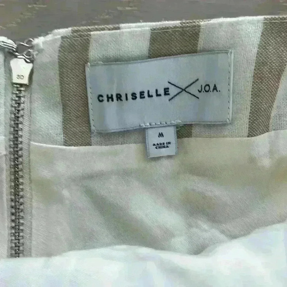 Chrisselle x J.O.A. Sand Stripe front tie zip back crop top sz medium M - Picture 5 of 9